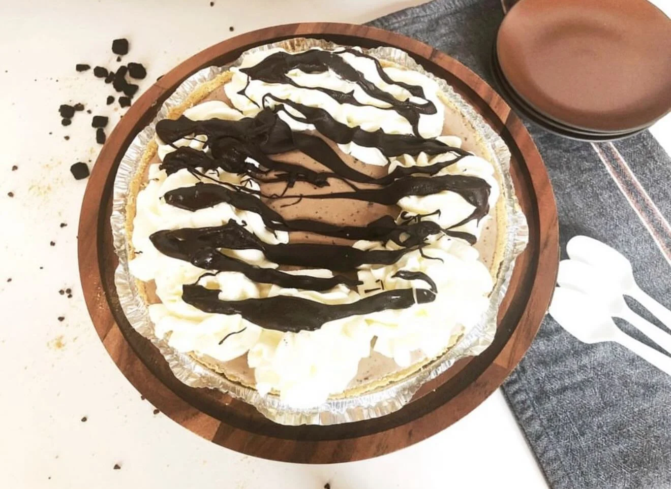 Preorders end tomorrow! Order yours TODAY! Your friends and family will be THANKFUL you did! Chocolate Peanut Butter Lovers ice cream pie shown in picture. Tap the link in our bio for more options and to order. 

#thanksgiving 
#thanksgivingdessert 
