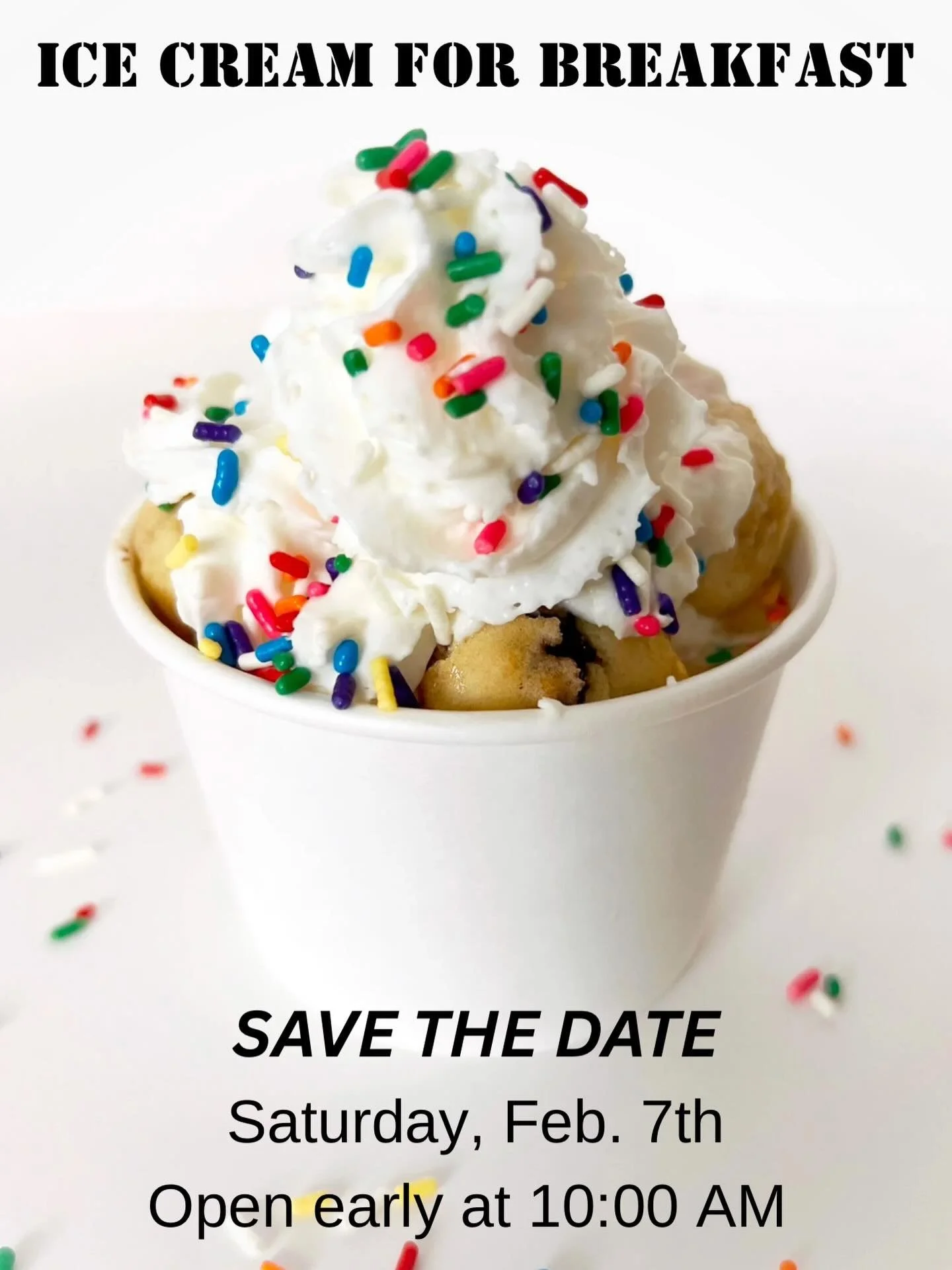 We&rsquo;re happy to announce we&rsquo;ll be hosting Ice Cream Breakfast Day and opening early at 10:00 AM! Mark your calendars for Feb 7th and come dressed in your comfy pjs.

#icecreamforbreakfast 
#pjparty 
#steubenicecreamtrail 
#fingerlakesicecr