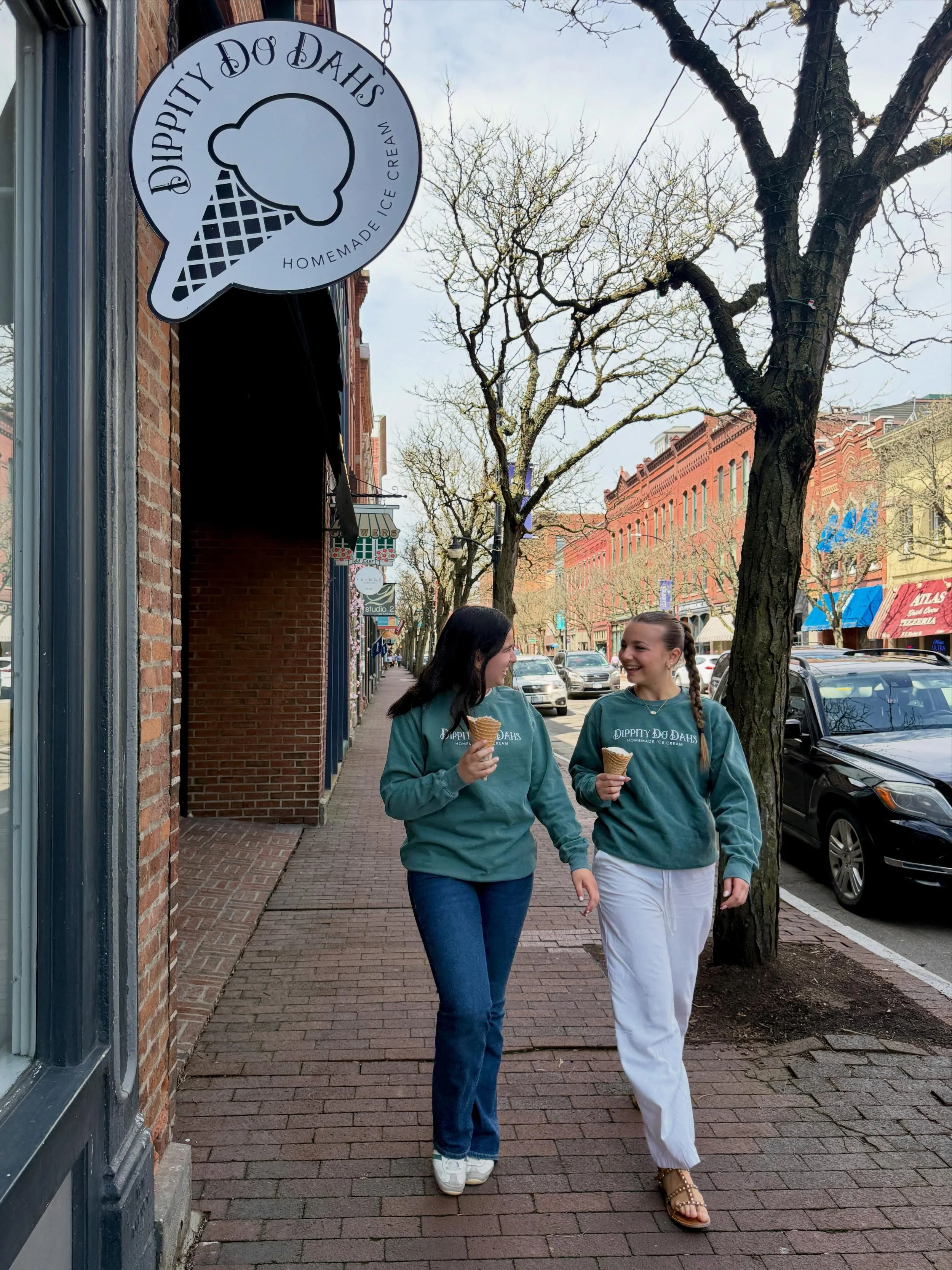 Keep the chill away in comfy Dippity Do Dahs logo sweatshirts! Perfect for a stroll down Market Street with a fresh waffle cone in hand. Drop by today to snag yours and check out our current seasonal flavors!

#cozysweatshirt #HomemadeIceCream #Suppo