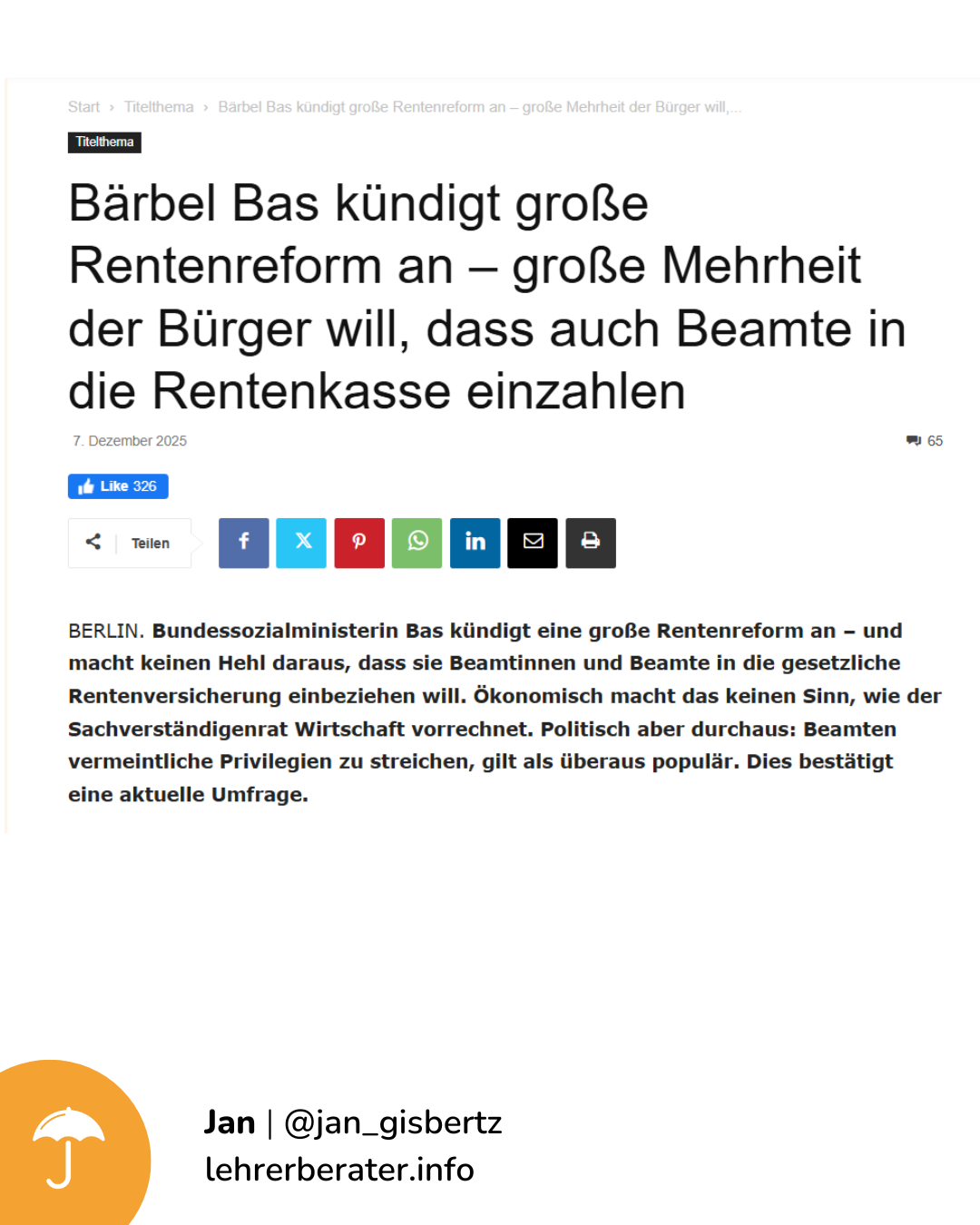 Rentenreform - sollen Beamte auch in die Rentenkasse einzahlen?