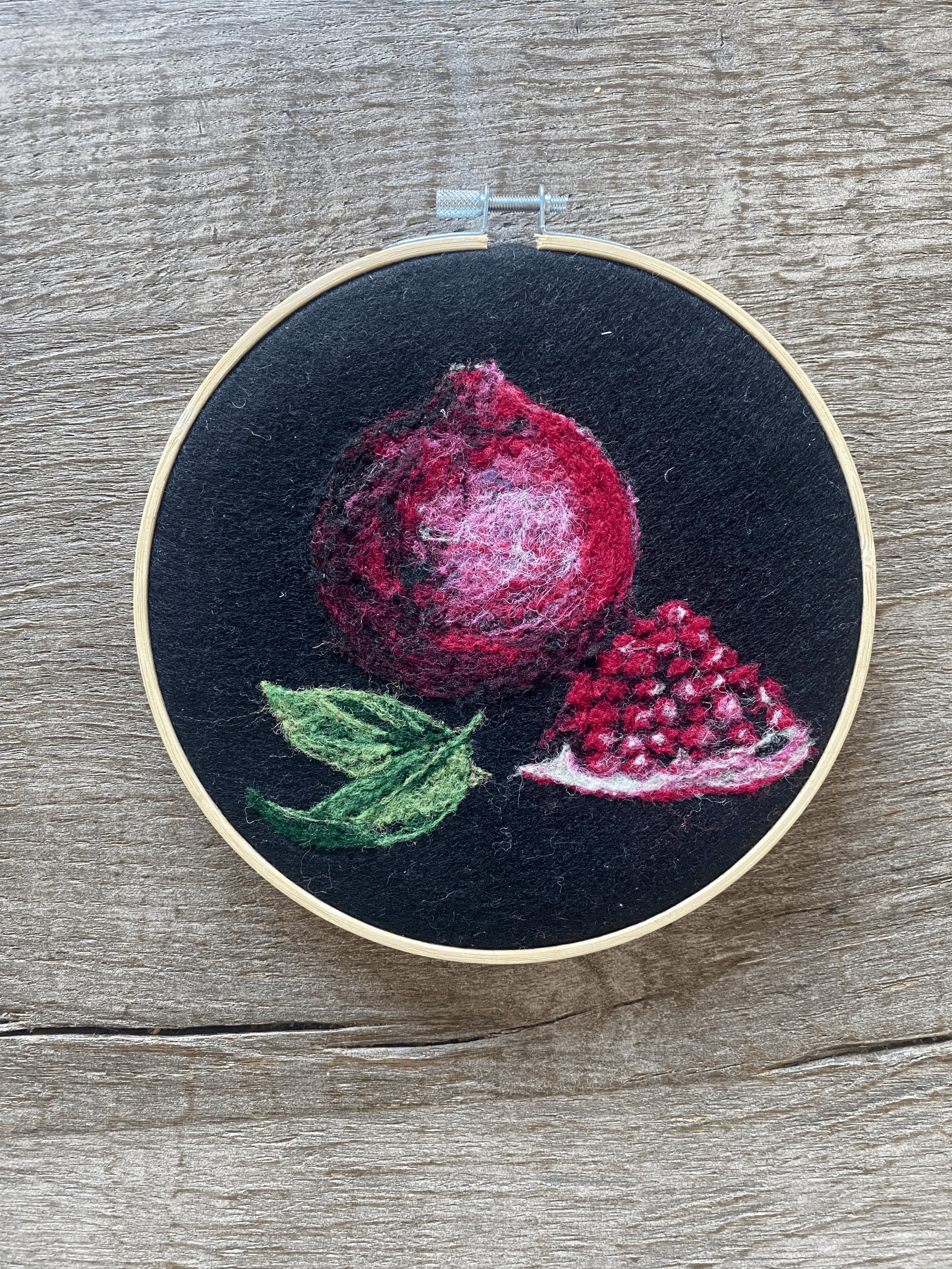 Wool Painted Pomegranate 7" hoop