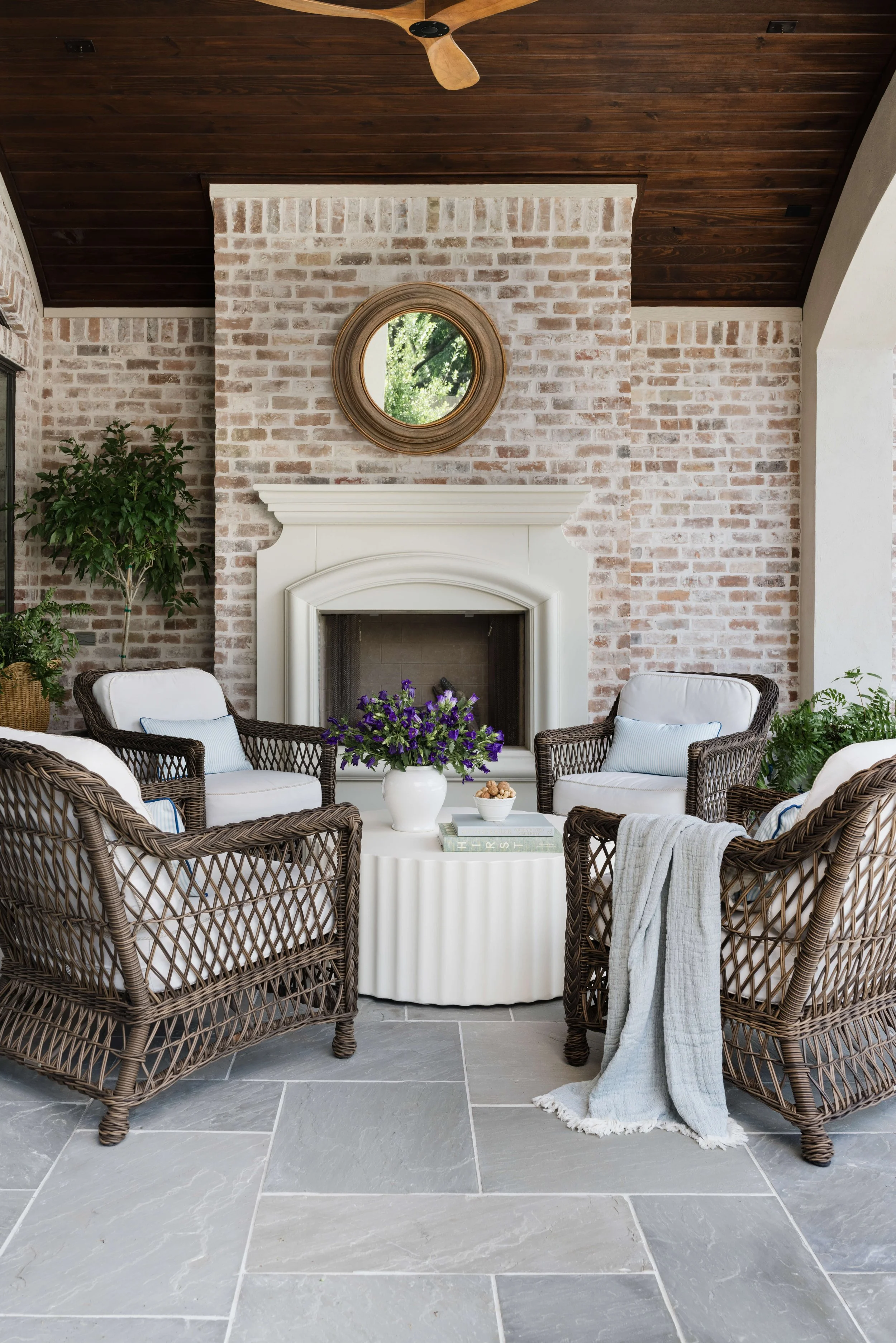 Outdoor patio area featured in Homes and Gardens article.