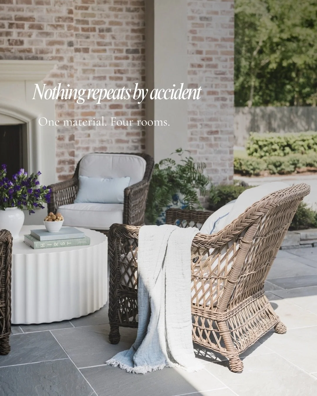 Designing with intention is more than a catchphrase. It&rsquo;s finding moments to weave a creative narrative with continuity, creativity, and restraint.

The same reclaimed brick warms the outdoor fireplace, lines the kitchen backsplash, curves alon