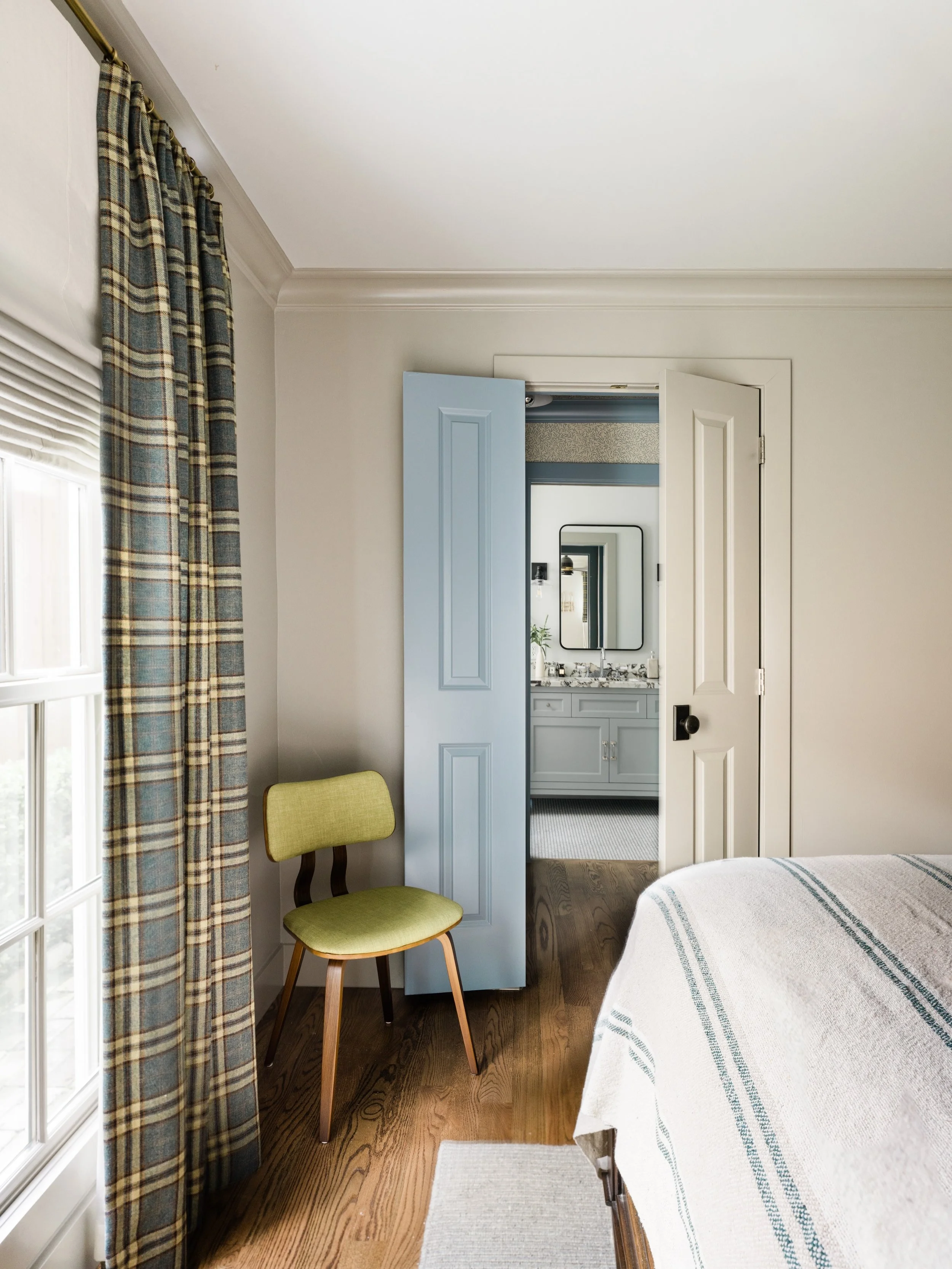 Paint color is never just paint color. It&rsquo;s the decision that tells you where you are, and where you&rsquo;re headed next.

The soft blue door opens into a papered pass-through, blue trim carrying the color forward&hellip;

Interiors: @sherrell