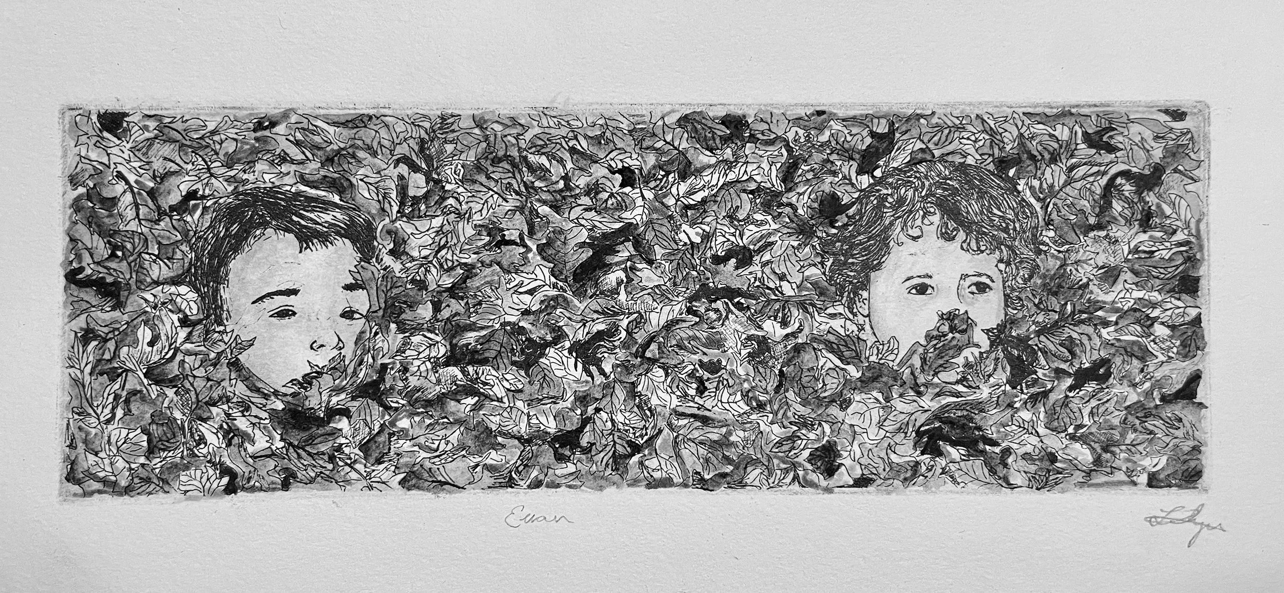 Evan, Etching, Mixed Media, 8 x 3in, 2025