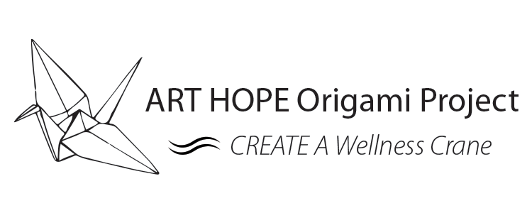 Logo for ART HOPE Origami Project with an origami crane illustration and the text 'CREATE A Wellness Crane'.