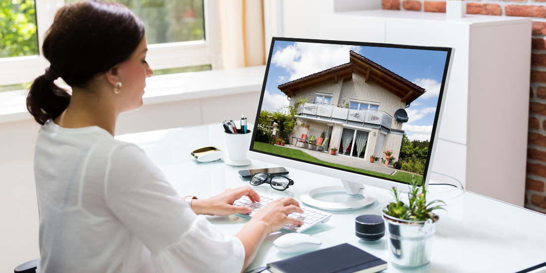 Property manager using automated email marketing for rentals to manage rental listings and fill vacancies faster from her home office