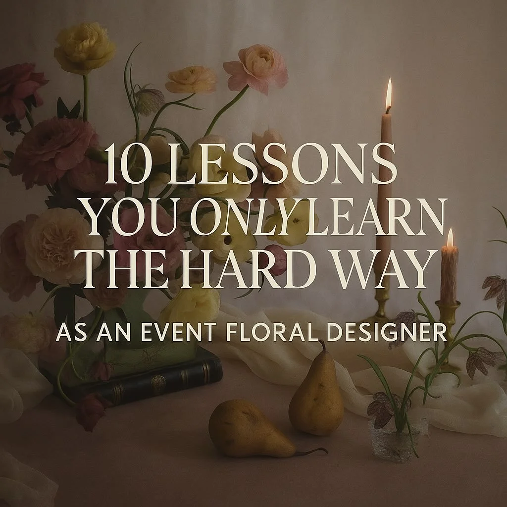 In the world of event floristry, lessons aren&rsquo;t just learned &mdash; they&rsquo;re earned.  Some came gently, others with a sting: the &ldquo;dream&rdquo; venue that unraveled into chaos, the late nights that stole the joy from the work I love,