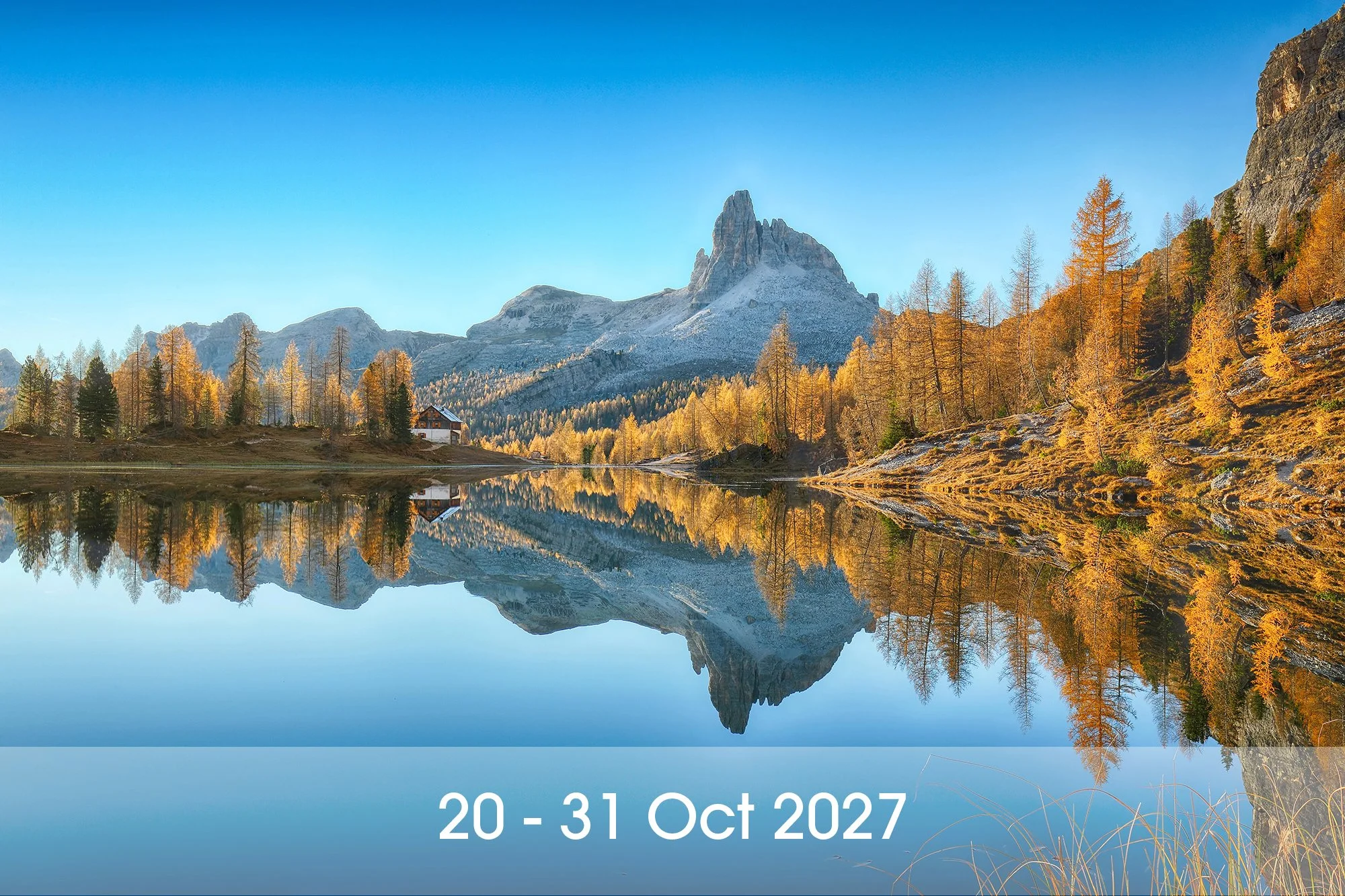 The Dolomites - larches, peaks, frost