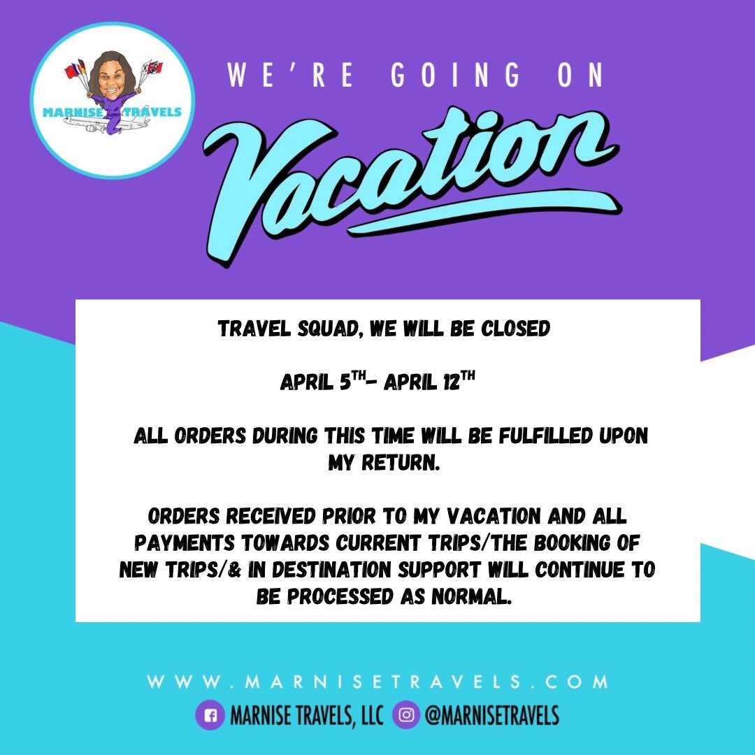 Travel Squad! It&rsquo;s time for a much needed vacation (I mean&hellip;. When is a vacation not needed?) We are heading to take some time to enjoy life, celebrate my 35th and to also bring you new travel content. 

Be sure to follow us to see where 