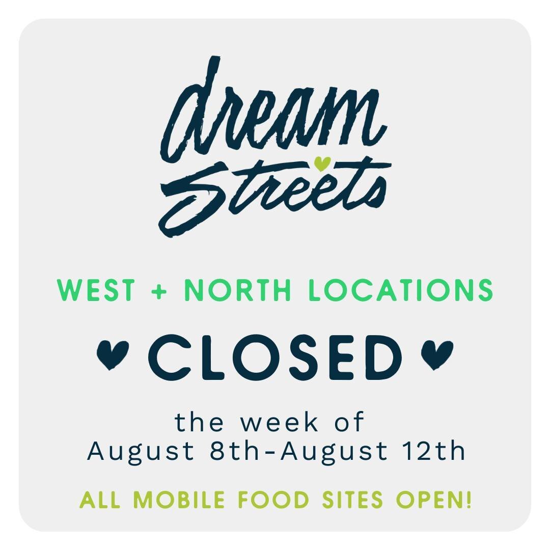 After a FULL Summer of fun at both Dream Streets locations, we are closed for one week to reset for fall programming. However, free groceries will still be provided at all mobile food sites, including Fresh Friday. ⁠
⁠
Thank you, Summer Days voluntee