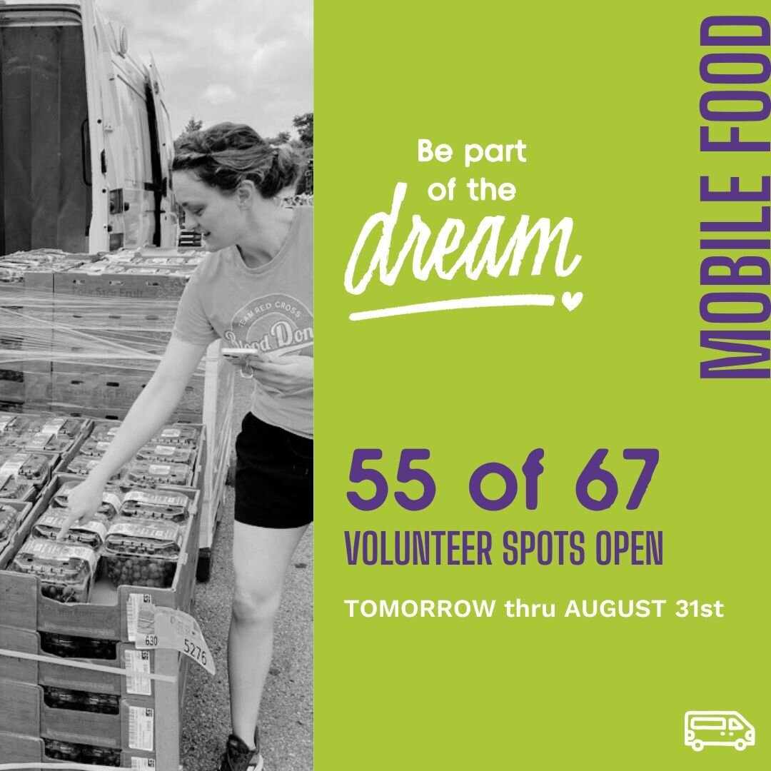 We need LOTS of volunteers in August, September, and beyond! There are 55 openings to serve tomorrow through the end of August with our North Nashville mobile food ministry alone.⁠
⁠
You can sign up for openings at www.dreamstreetstn.com/serve (link 