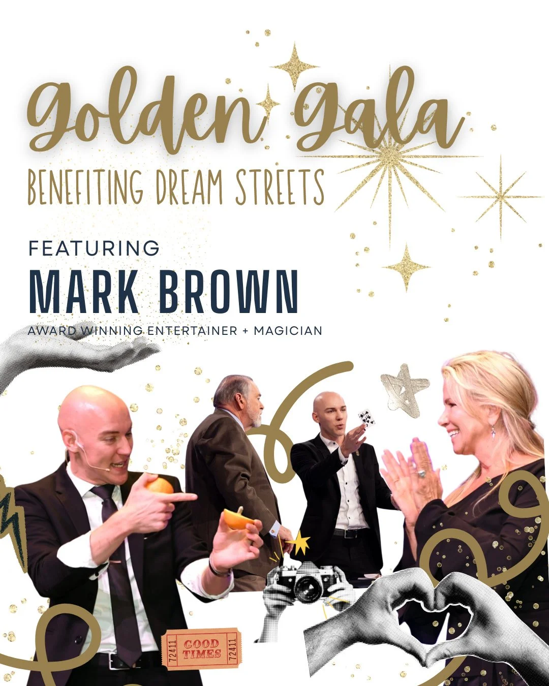 We’ve got a few tricks up our sleeve at this year’s Golden Gala, including access to the incredible Mark Brown, our roaming magician and emcee for the evening.
VIP ticket holders will enjoy a more intimate experience during VIP hour, wit