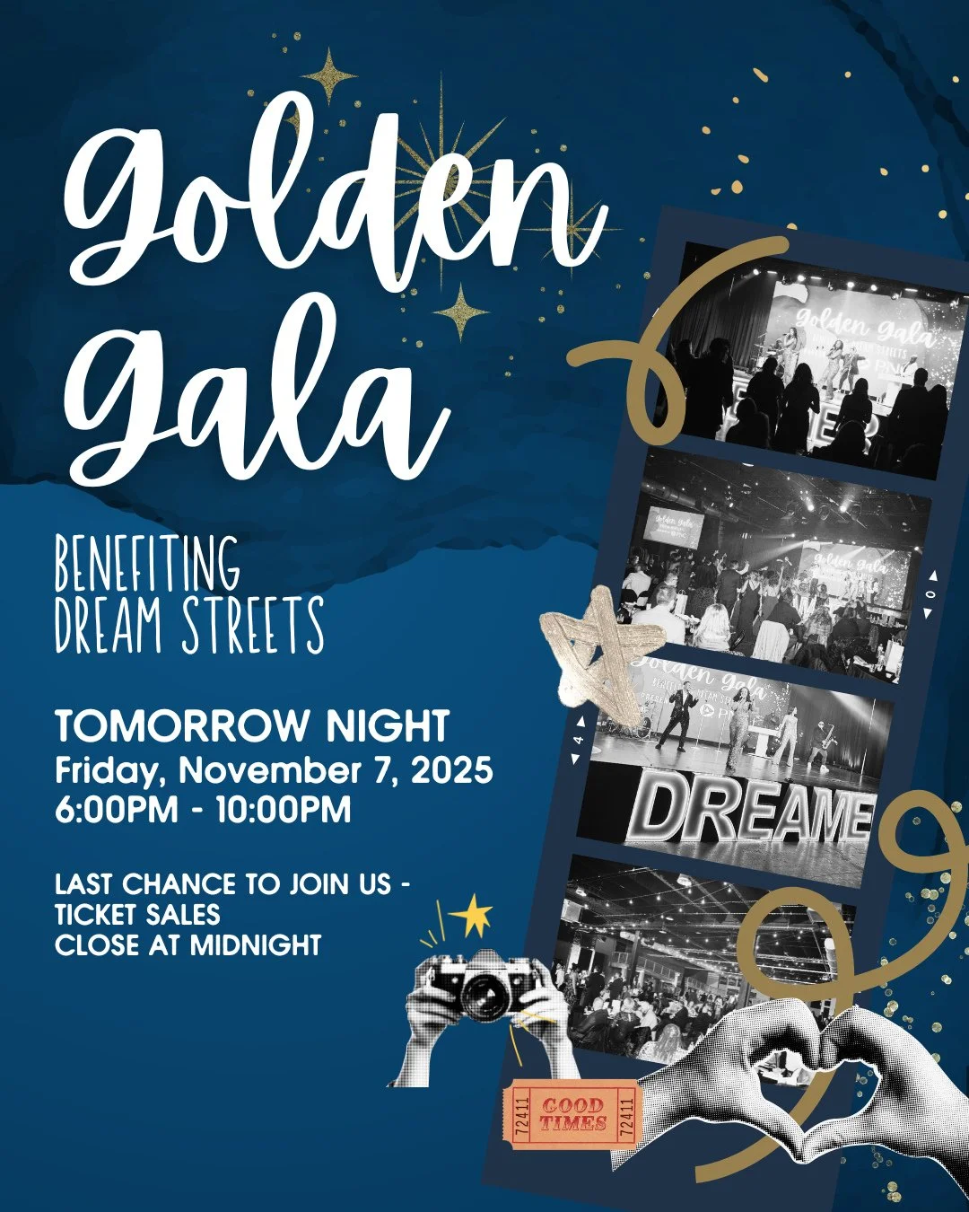 Don&rsquo;t have plans tomorrow night? This is your LAST CHANCE to join us at Rocketown for the Golden Gala!

General Admission ticket sales close at midnight tonight, so head to the link in our bio to sip, step, and sparkle with us while supporting 