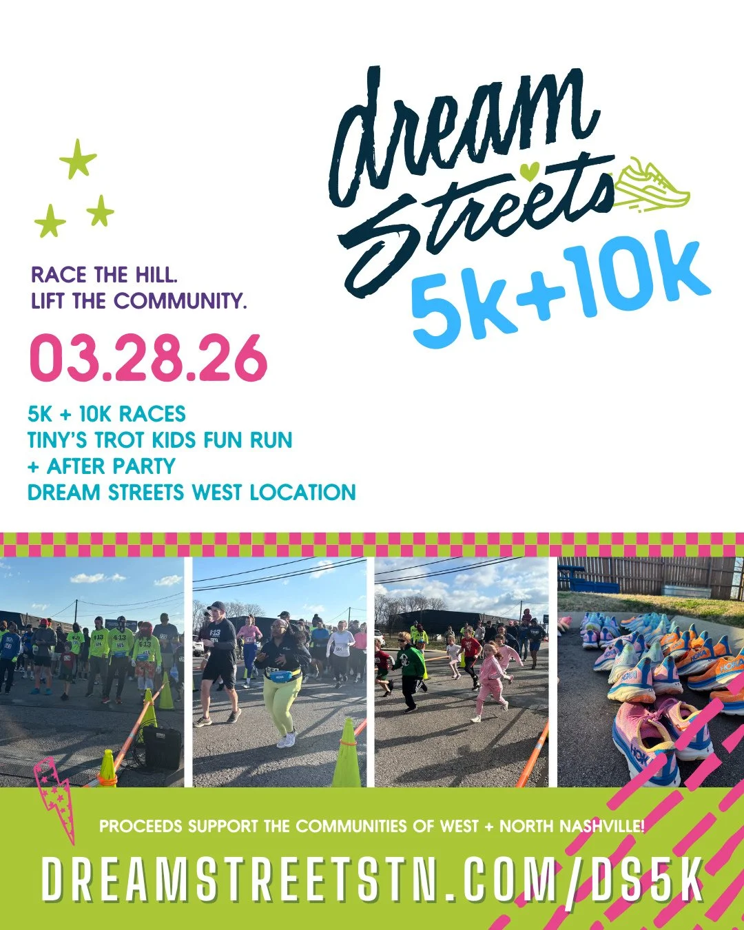 Lace up and get ready. The Dream Streets 5K + 10K returns on March 28, 2026, and this year we are proud to partner with @runthis.run to put it on! This is more than a run. It is a shared experience built around challenge, community, and purpose.

Whe