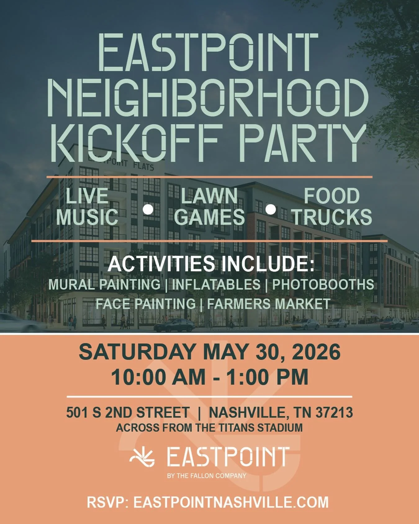 Our friends at The Fallon Company, one of our first room sponsors for the James R. Brown Transitional Housing Facility, are hosting the Eastpoint Neighborhood Kickoff Party to celebrate the launch of a new riverfront neighborhood rooted in affordabil