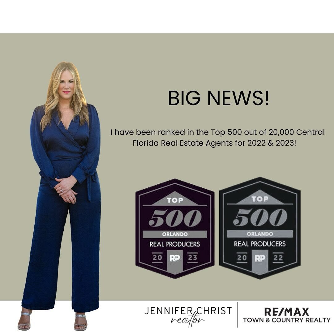 The numbers are in &amp; I've done it again!! I am so blessed &amp; honored to announce that I have ranked in the top 500 Real Estate Agents in Central Florida for the past 2 years! 🎉

I wouldn&rsquo;t have been able to do this without my amazing cl