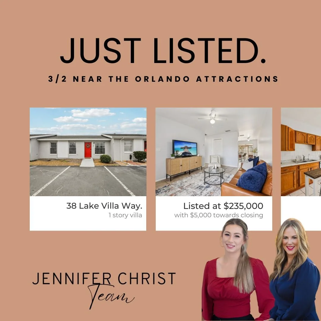 #justlisted✨🏡 in Kissimmee Florida. 

Seller willing to contribute $5,000 towards buyers closing costs! 

This 3 bedroom, 2 full bathroom, one story townhome is located just 17 miles from the attractions and only 9 miles from the Orlando airport.

I