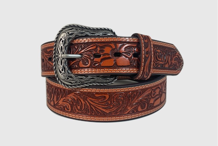 Gem Dandy Accessories - G Bar D Belt - Genuine Leather / Rustic Ostrich  Print - Tan - Billy's Western Wear