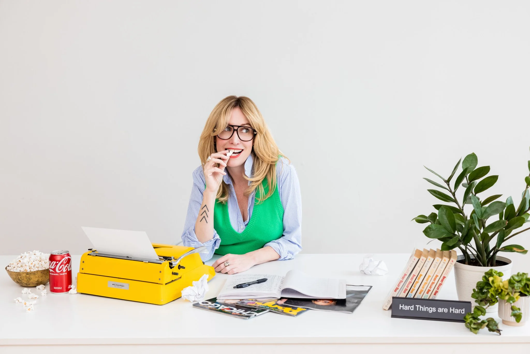 Colorful personal branding session with an author