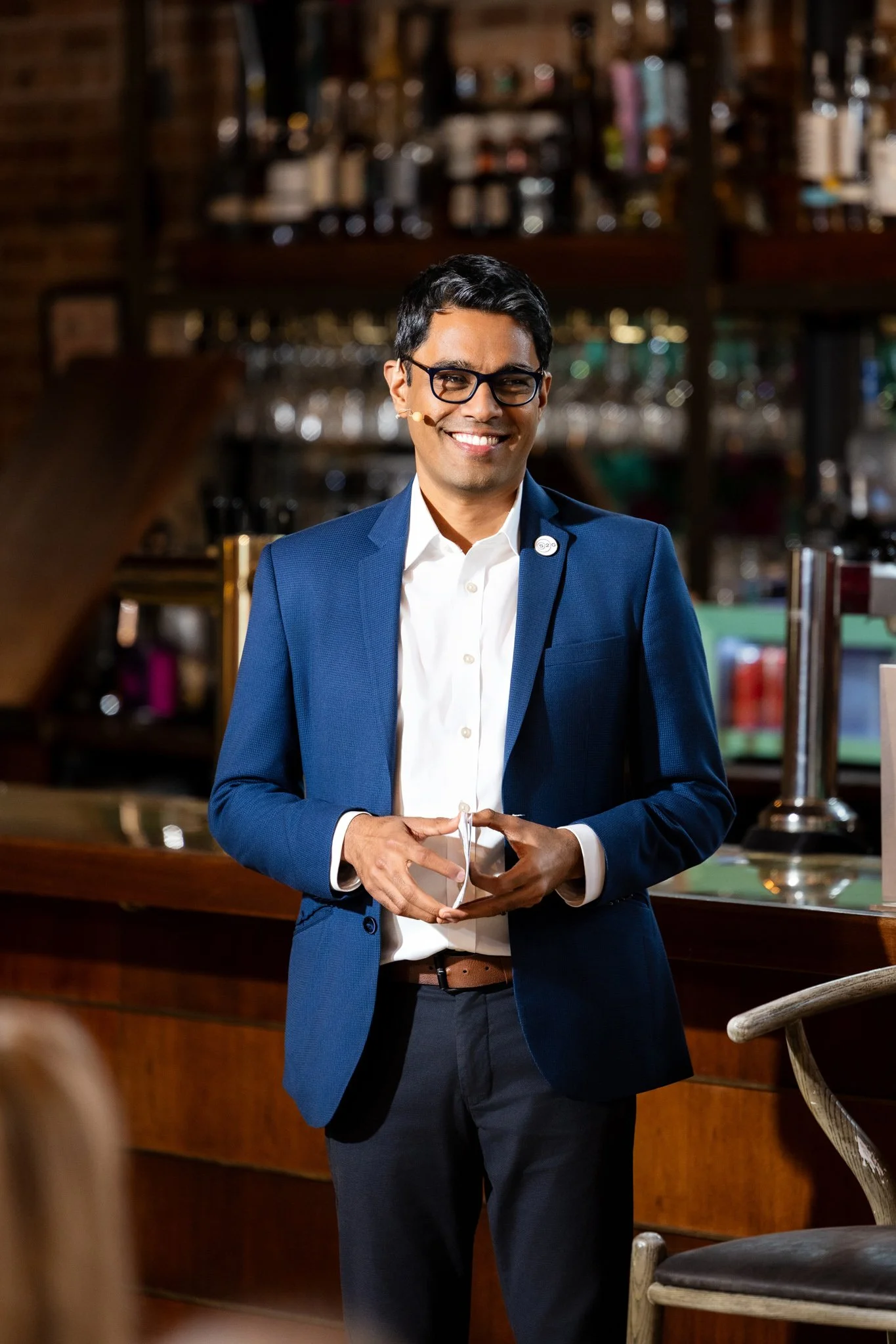 Candid photo of guest speaker at corporate Chicago event