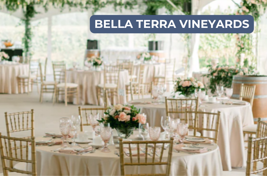 Exchanging vows in the heart of Niagara’s Wine Country is truly unforgettable. At Bella Terra Vineyards, their stunning estate offers a one-of-a-kind setting surrounded by lush rows of vines. From the elegant Tented Terrace to the serene Vineyard Pon