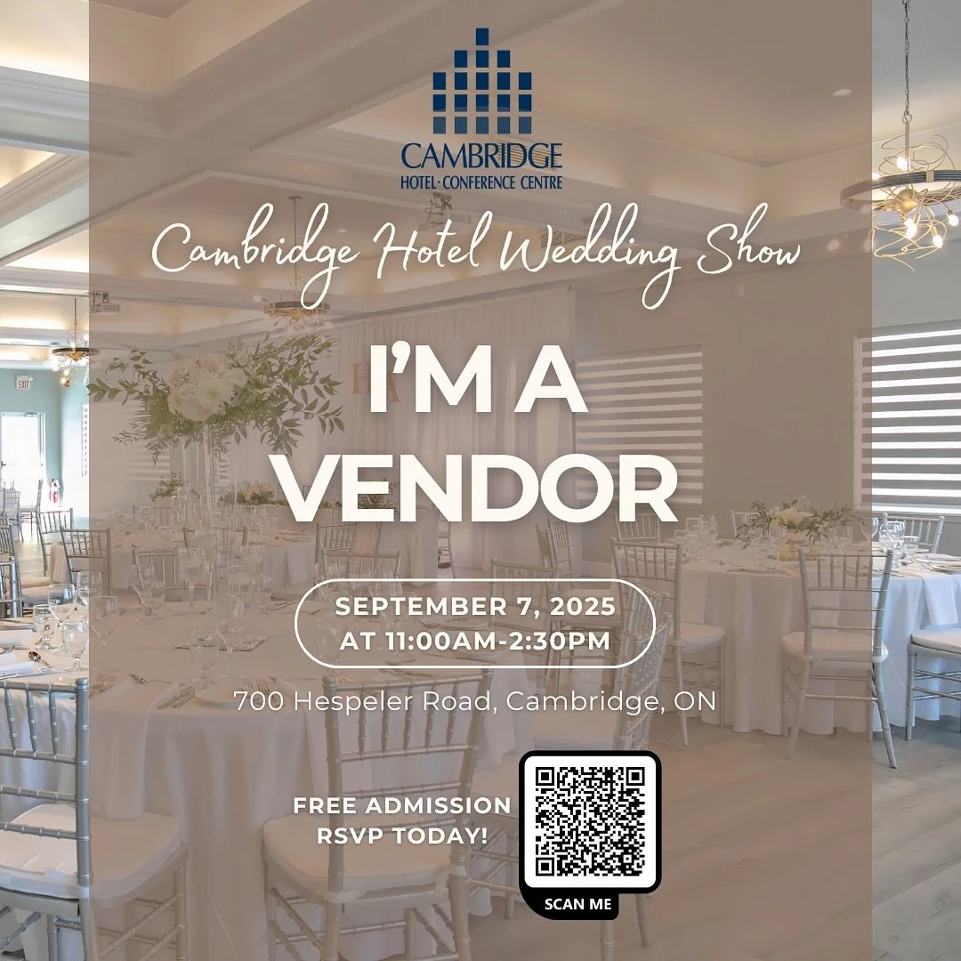 🚨 Upcoming Wedding Show 🚨 

We&rsquo;re thrilled to be taking part in the upcoming @cambridgehotelcc wedding show on Sunday, Sept 7th (TWO weeks from today 🤗) from 11am to 2:30pm. 

What to Expect:
-&gt; Venues tours
-&gt; Sip &amp; Sample at deli