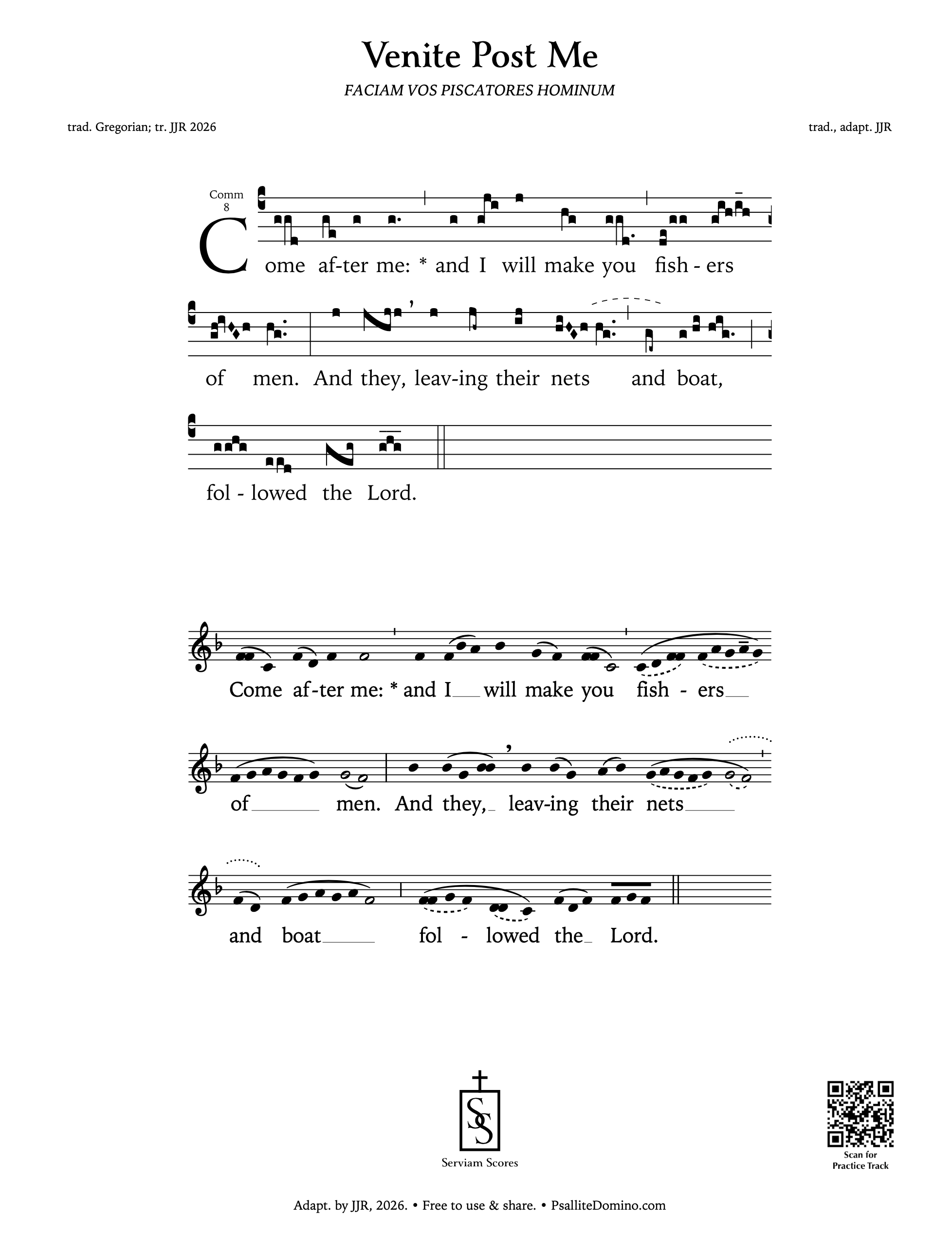 Venite post me • Free English Transcription