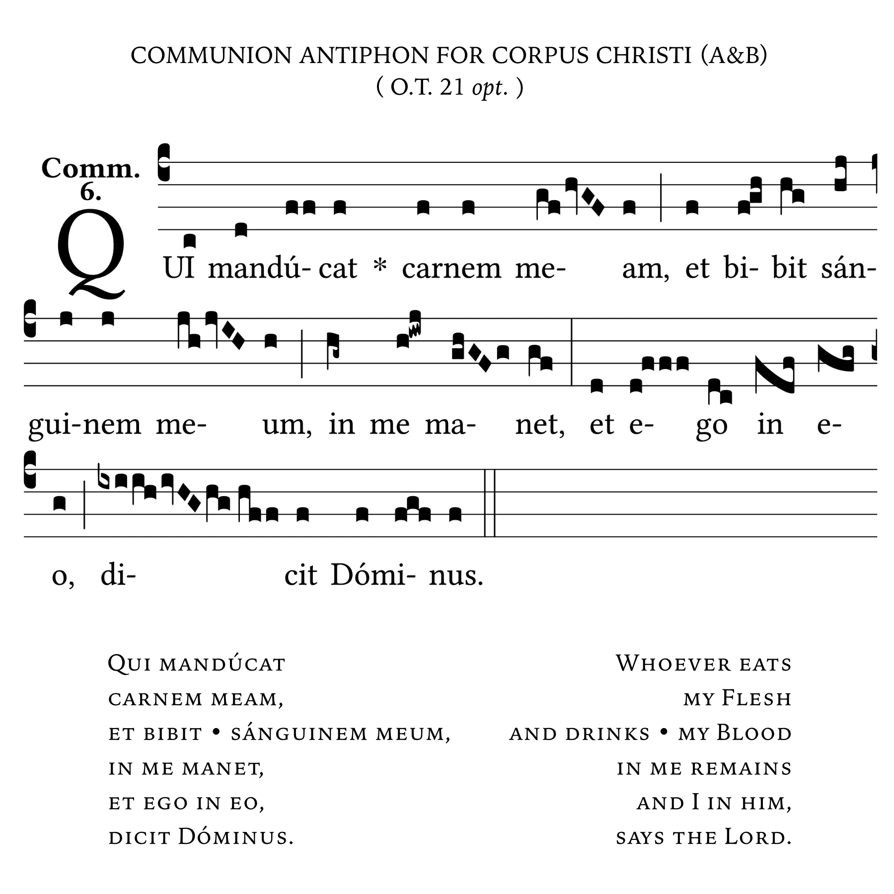 Free Transcription: QUI MANDUCAT