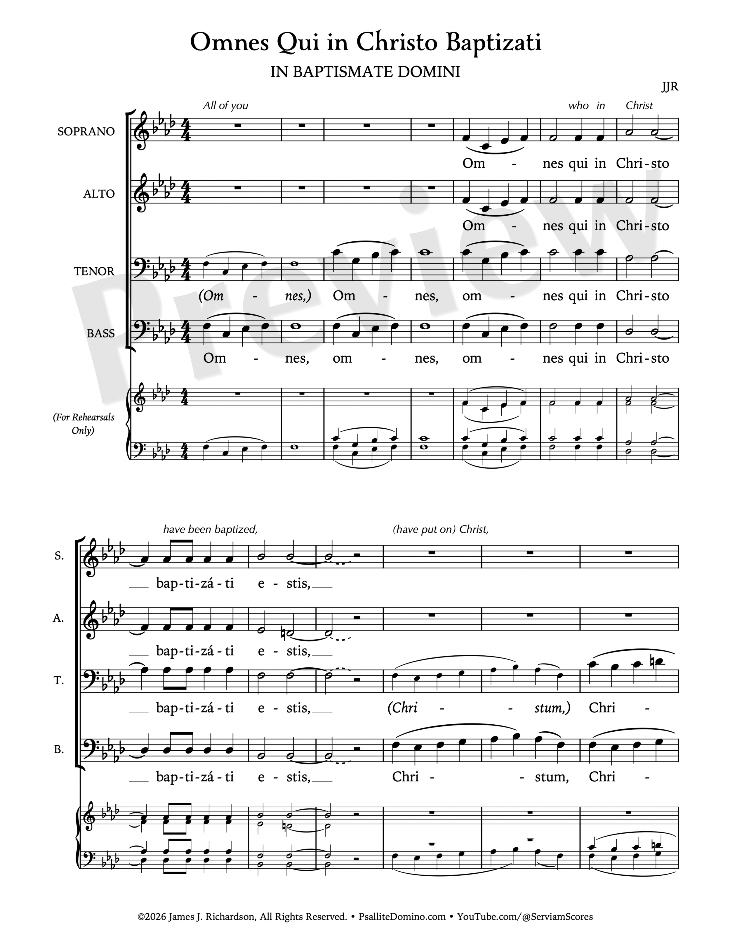 Omnes qui in Christo baptizati (SATB Motet for the Feast of the Baptism of the Lord)