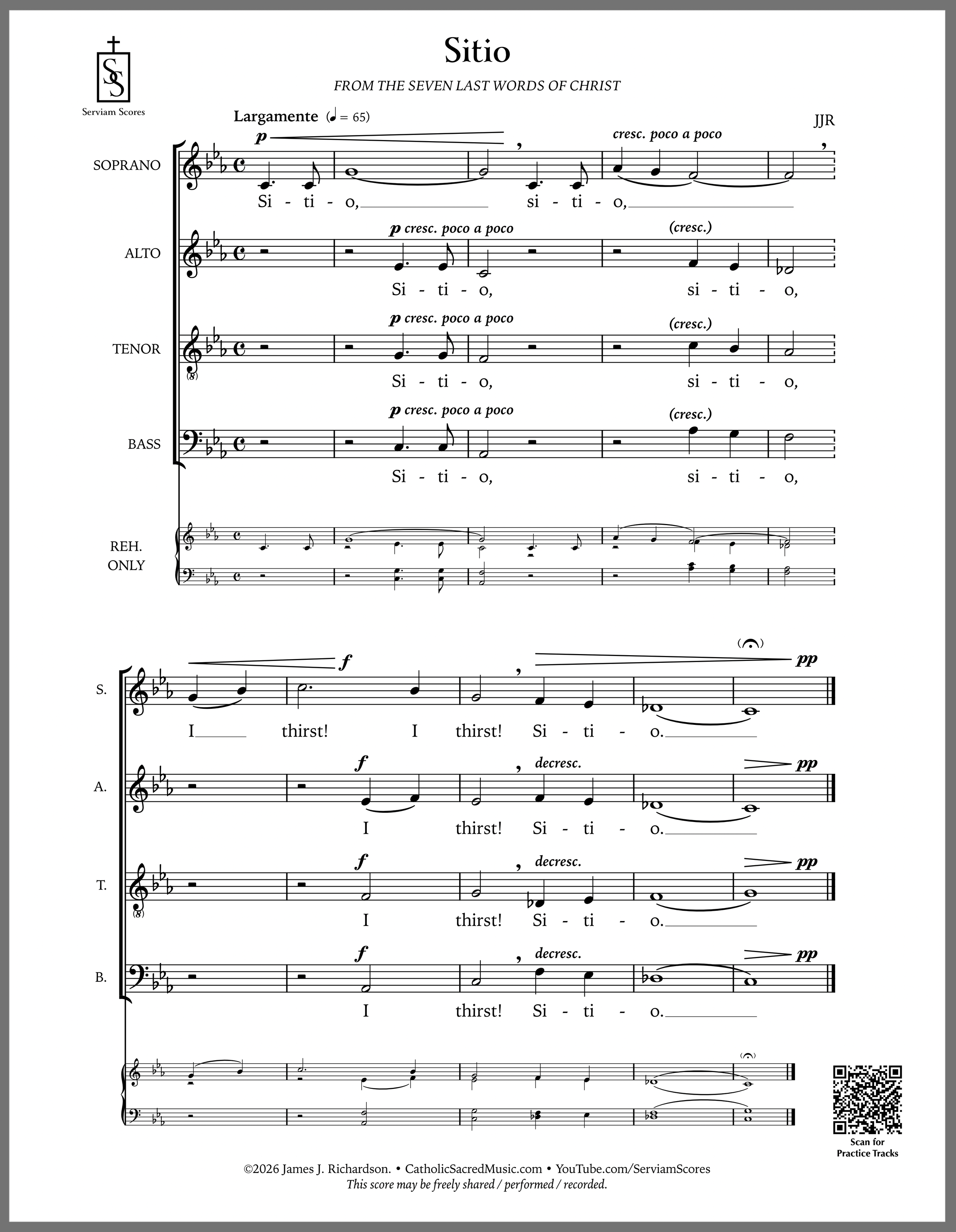 Sitio by James J. Richardson (Free PDF) • a setting of one of the seven last words of Christ.