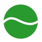 green circle with a gently waving white line going across the middle designating a green level mountain bike trail