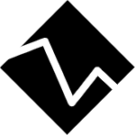 black diamond shape with a jagged line running across the middle designating a black level mountain bike trail