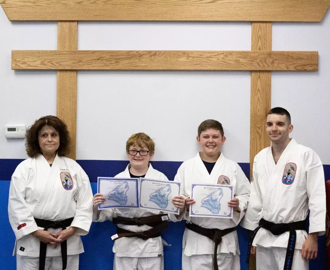 Congratulations to Grant for advancing to 2nd Kyu in Isshinryu and Jeremy for advancing to 3rd Kyu in Isshinryu and Ryukyu Kobudo!
They have both put in a lot of hard work and it was amazing to see it all come together.