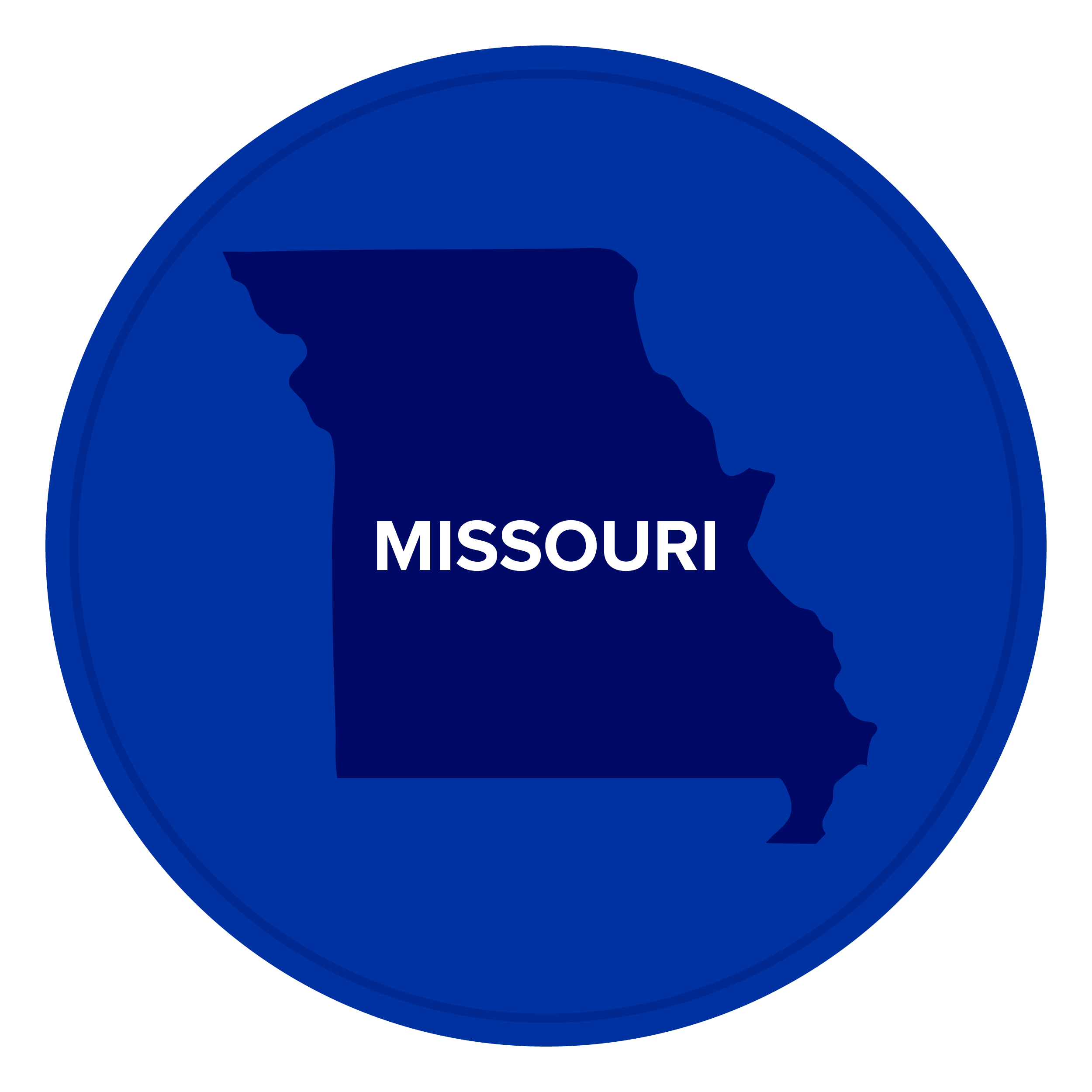 Solid blue silhouette of the state of Georgia.