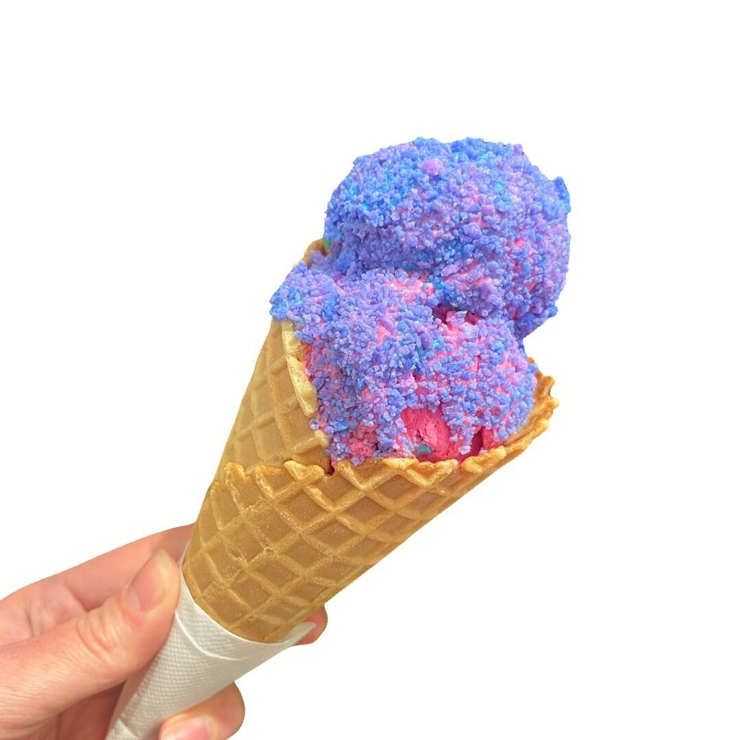 Easter is the last major holiday in the shop until Mother&rsquo;s Day &hellip; but we have SO many fun things planned for spring! &mdash; New baked goods &amp; new ice cream!

Here&rsquo;s a sneak peek of one of our many new deluxe cones &mdash; 💙💜