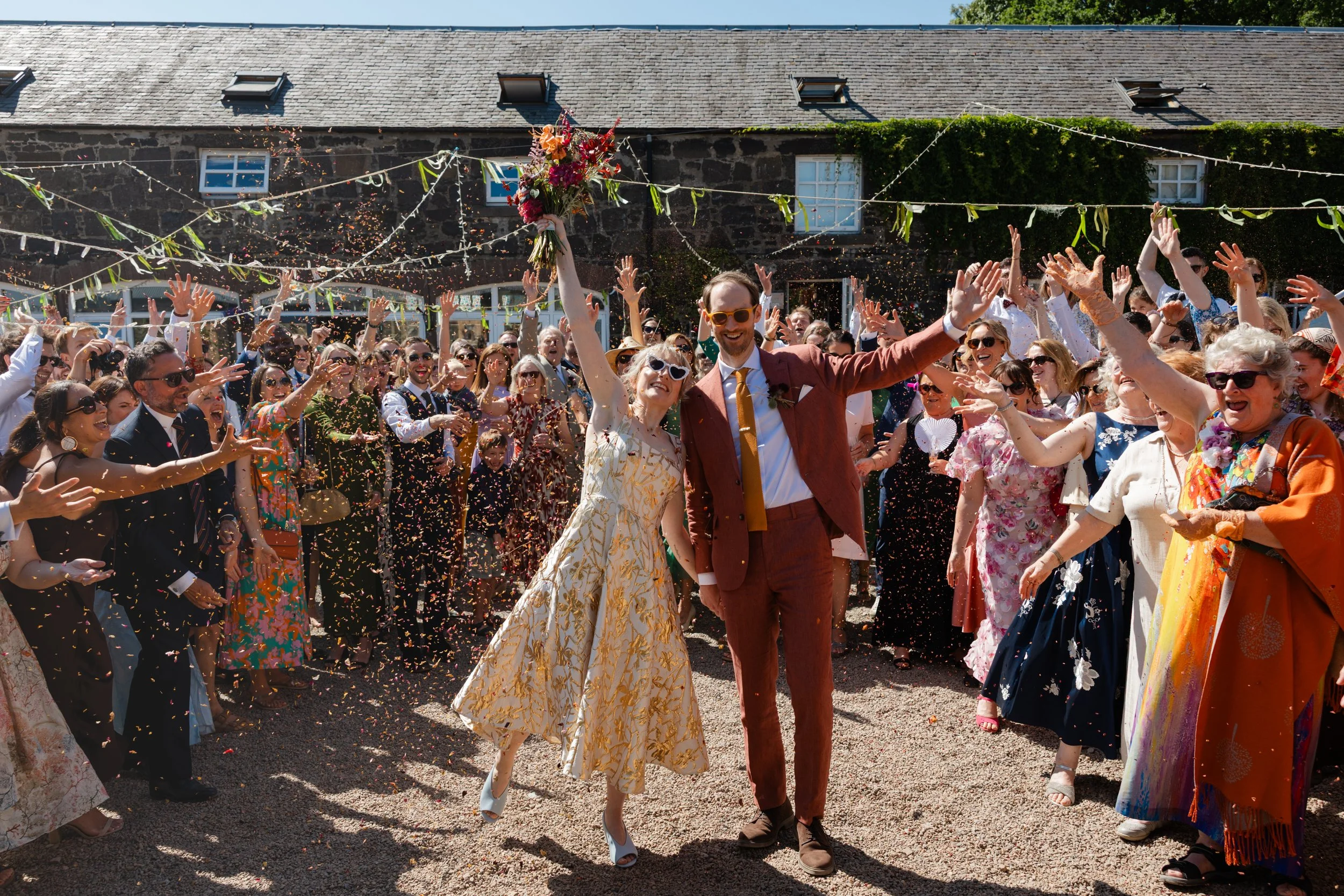 comrie croft courtyard wedding confetti.jpg