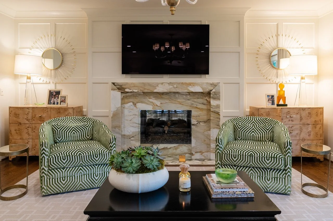 Fireplace installation in a furnished living room.  