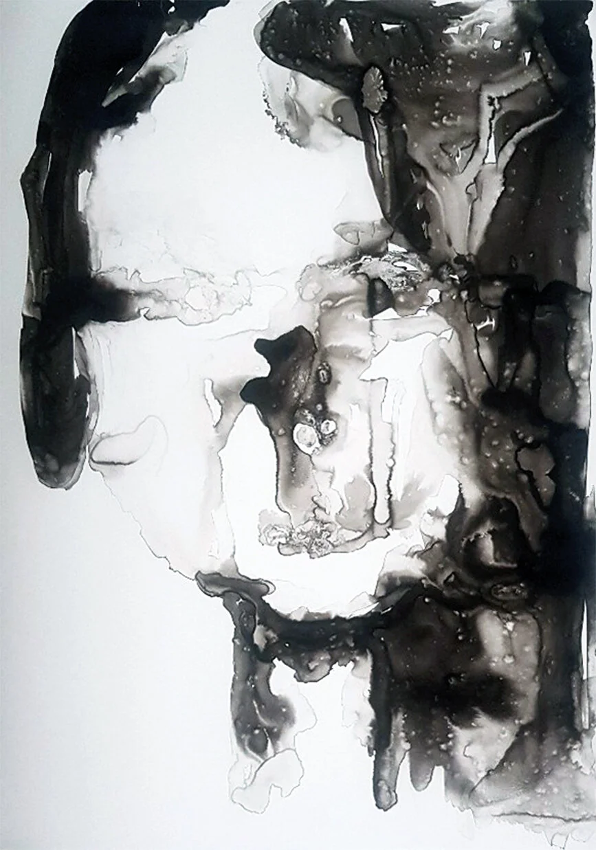 Verschwommene Schönheit, 2020 
Schellack, Tusche auf Steinpapier 
50 X 70 cm