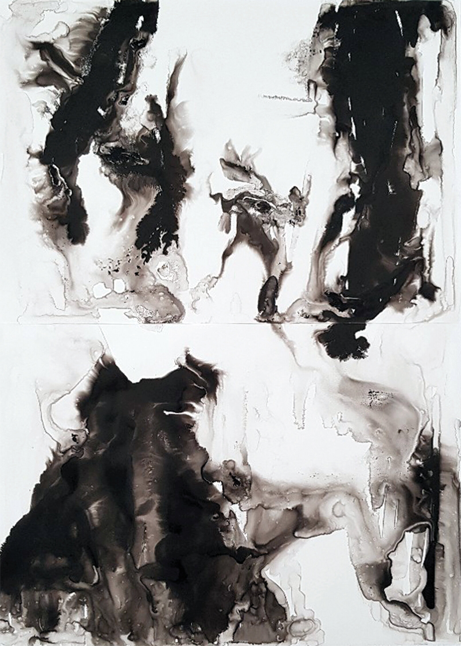 Auf der Suche nach Schönheit, 2021
Schellack, Tusche auf Steinpapier
140 X 100 cm