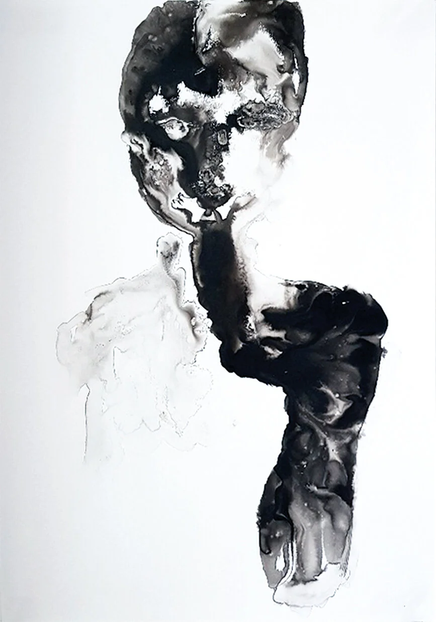 Verschwommene Schönheit, 2020 
Schellack, Tusche auf Steinpapier 
50 X 70 cm