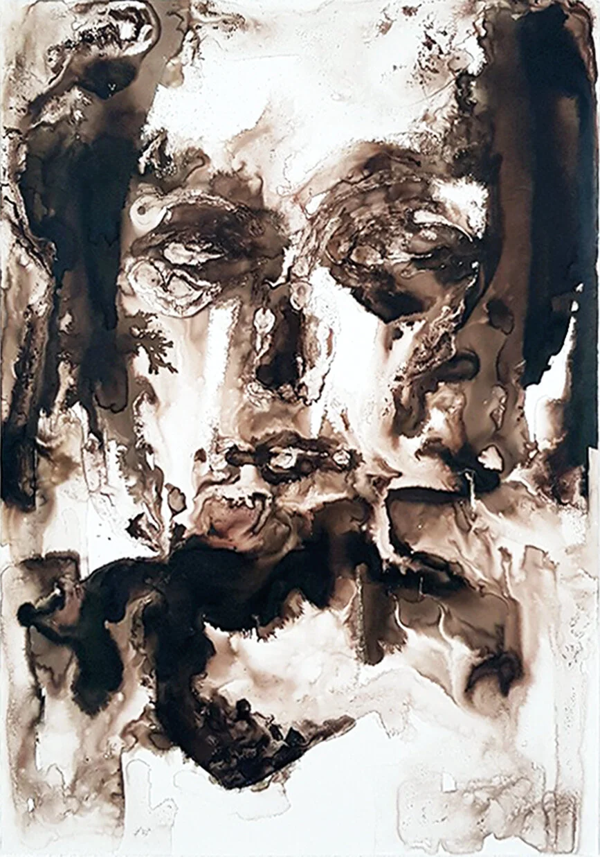 Verschwommene Schönheit, 2020 
Schellack, Tusche auf Steinpapier 
50 X 70 cm