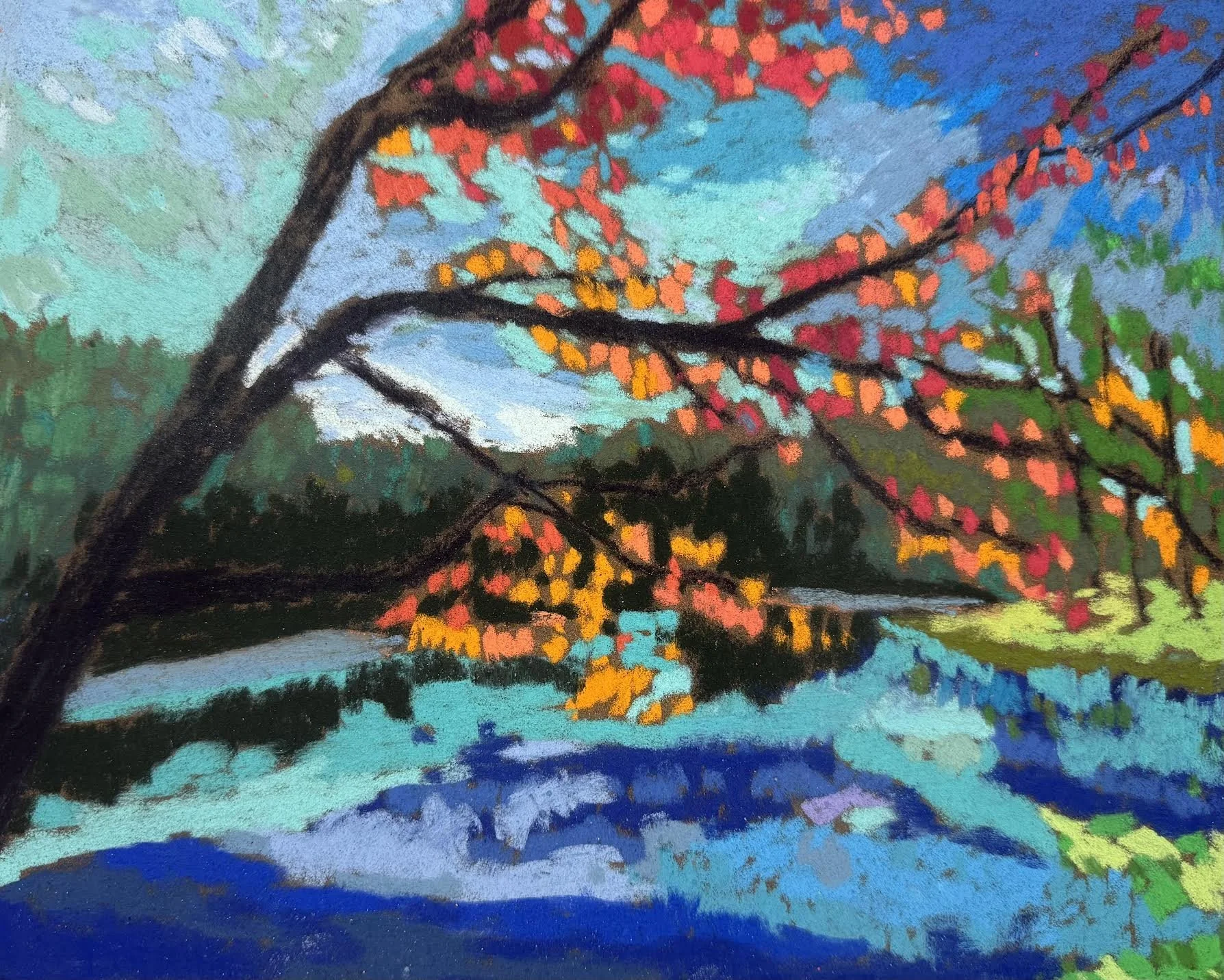 "Branch View" 19 X 16" $800, pastel on paper framed