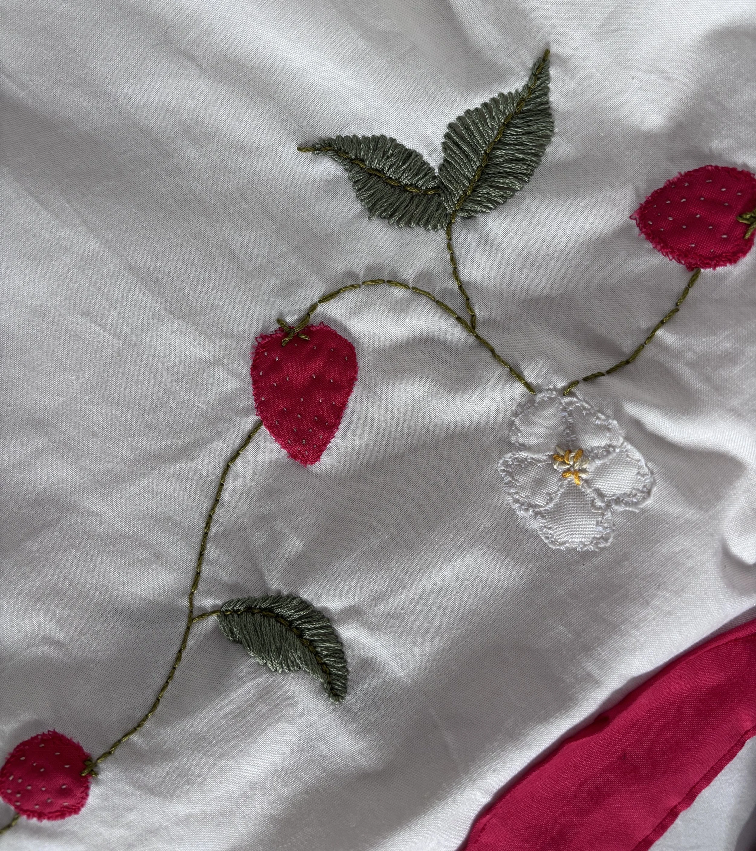 the gift of strawberries quilt in process 