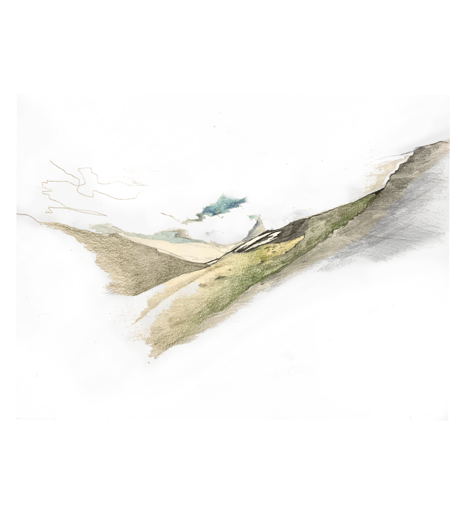 Tiny landscape in coloured pencil