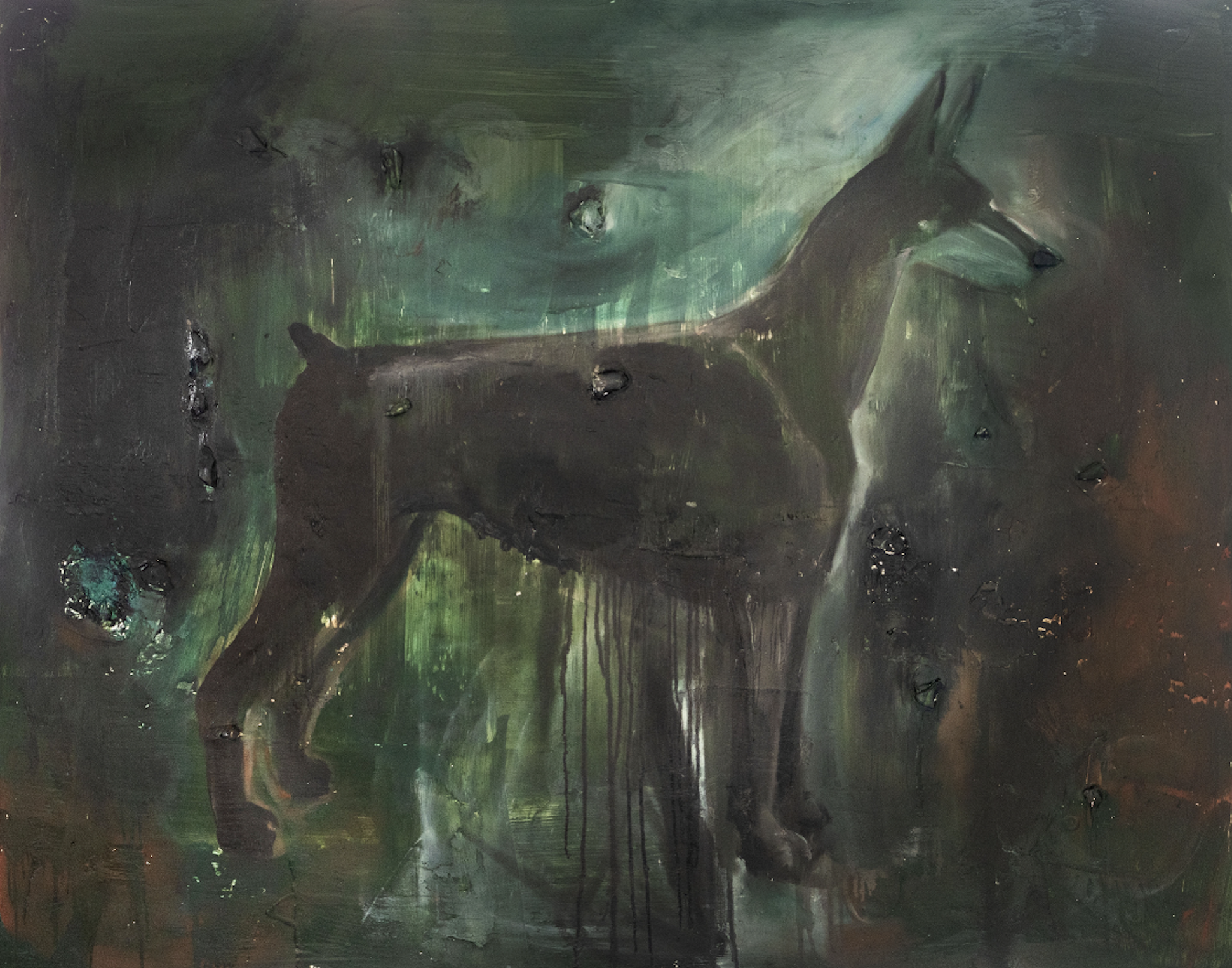 Helga, 2025
Porcelain, plaster, glaze, acrylic oil on canvas
48 x 60 in (121.9 x 152.4 cm)