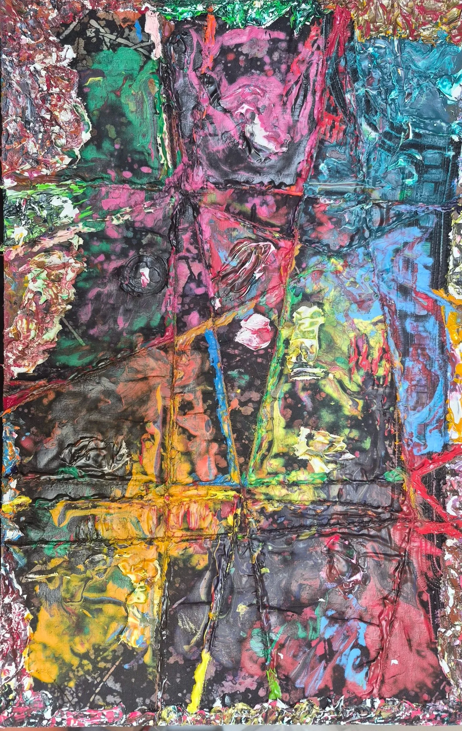 Oratorio No. 4 - Final (2026) | 18" x 12" 
Acrylic on Linen/Media on Hardboard