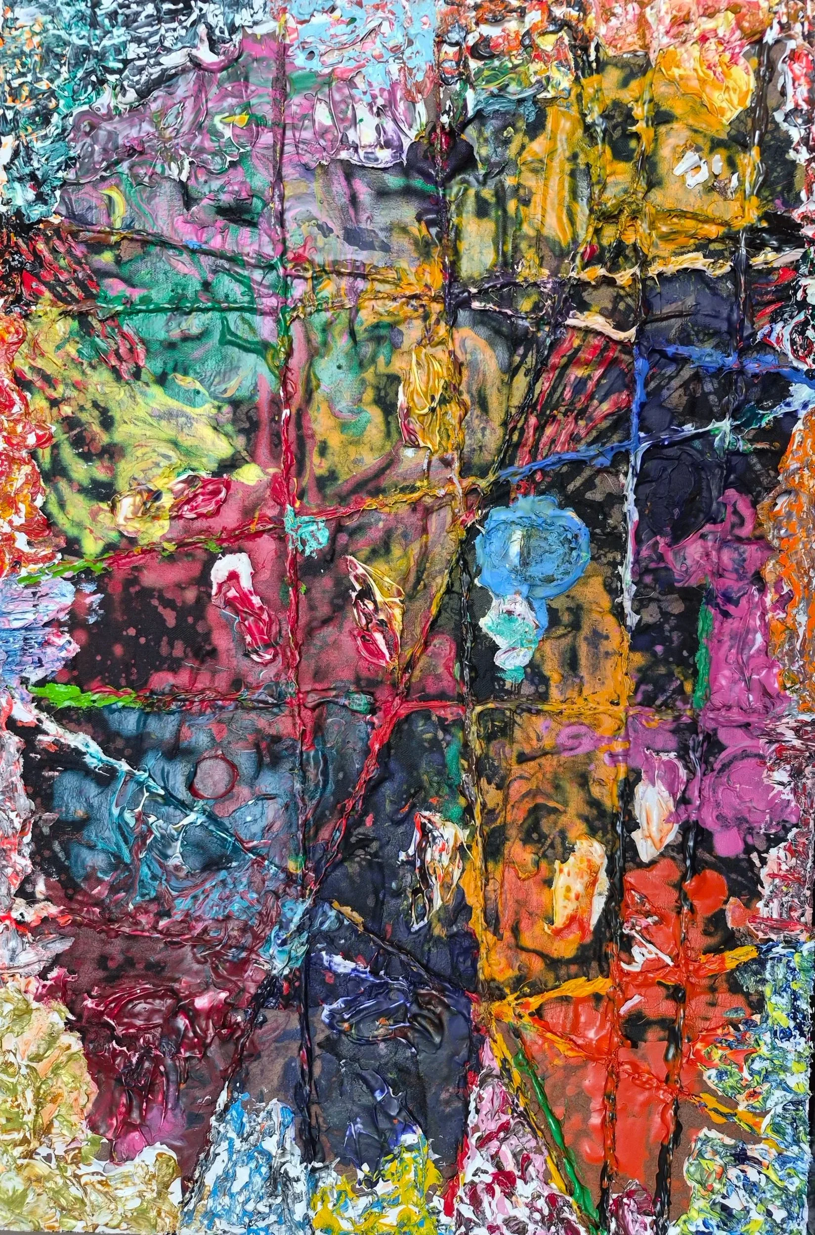 Oratorio No. 5 - Final (2026) | 18" x 12" 
Acrylic on Linen/Media on Hardboard