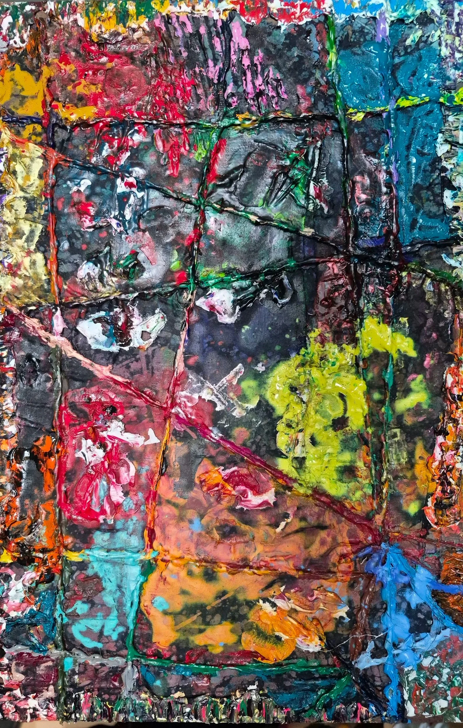 Oratorio No. 8- Final (2026) | 18" x 12" 
Acrylic on Linen/Media on Hardboard