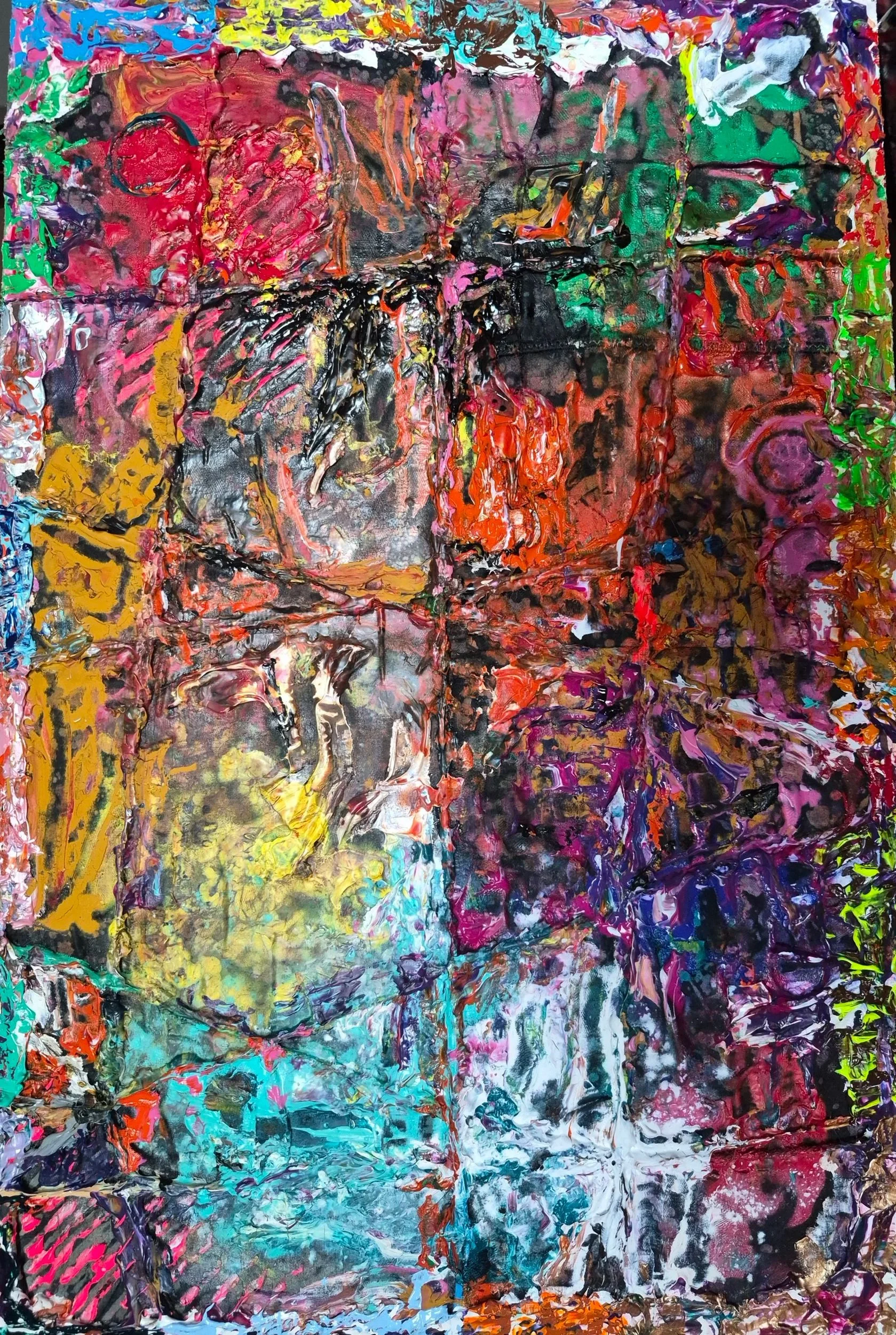 Oratorio No. 9 - Final (2026) | 18" x 12" 
Acrylic on Linen/Media on Hardboard